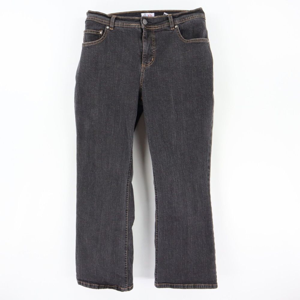 D & Co. Denim & Company Jeans Mid Rise Bootcut Womens Sz 14P Black Cotton‎ Denim